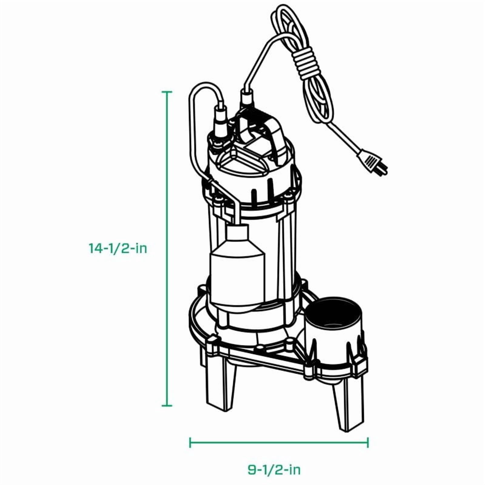 Zoeller 1261-0001 Sewage Pump, 1/3HP