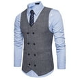 thumbnail image 2 of SWSMCLT Men's Fitted Sleeveless Suit Vest Double Breasted Waistcoat Cotton Business Formal Top White 36, 2 of 3