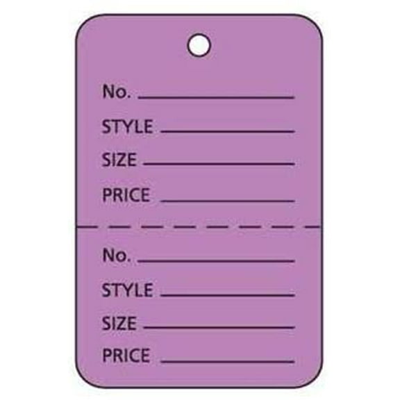 Small Lavender 2 Part Perforated Price Coupon Tags, 1-1/4" x 1-7/8" - 1000 Tags