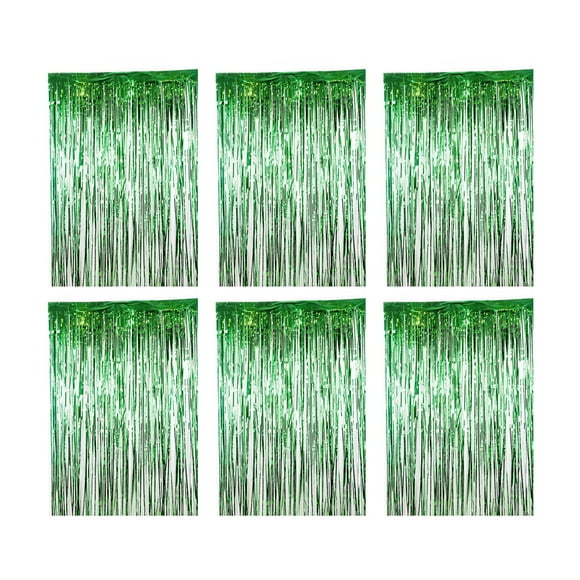Maoww 6 Pieces Glitter Party Backdrop Metallic Tinsel Curtain Birthday Wedding Baby Shower Background Favor Supplies Green
