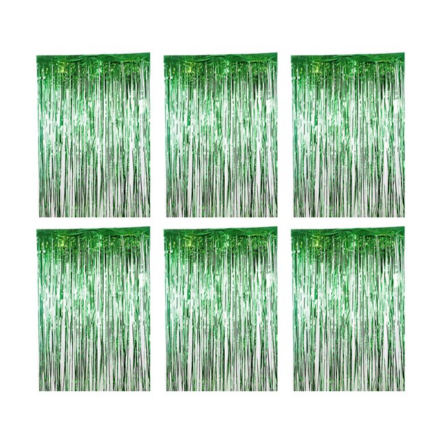 serony 6 Pcs Rideau de Fond Pailleté Métallique pour Fête Anniversaire Mariage Baby Shower Fournitures Vert