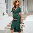 thumbnail image 2 of Maternity Dress For Women Cross V Neck Wrap Lanterntie High Waist A-line Flowy With Belt Dress, 2 of 5