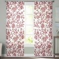 thumbnail image 3 of Red Boho Flower Semi Sheer Curtains 63 Inch Length 2 Panels Set, Vintage Paisley Farmhouse Pattern Sheer Kitchen Curtain Privacy Voile Window Curtain for Living Room Bedroom Rod Pocket Drapes, 3 of 7