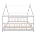 thumbnail image 5 of Bellemave Full Size House Bed,Wood Platform Bed with Headboard and Footboard, House Floor Bed with Roof and Slat  (White,Full), 5 of 8