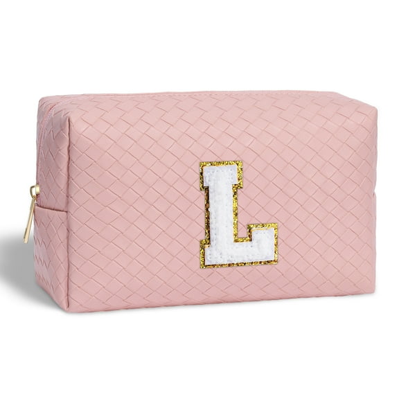 YOOLIFE Personalized Gifts Monogram Makeup Bag, Travel Makeup Bag Cosmetic Bags for Women Makeup Organizer Bag Pink Makeup Bag Gifts for Women Girls