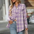 thumbnail image 4 of Towmus Womens Button Down Flannel Shirts Plus Size Fashion Long Sleeve Plaid Shackets Business Casual Blouse Tops, 4 of 8