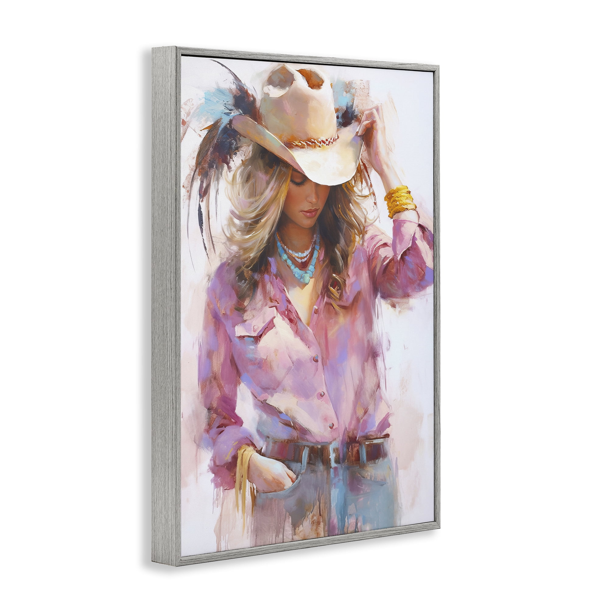 Stupell Industries Cowgirl Hat Reflections Gray Framed Giclee Art, design by Tina LeCour