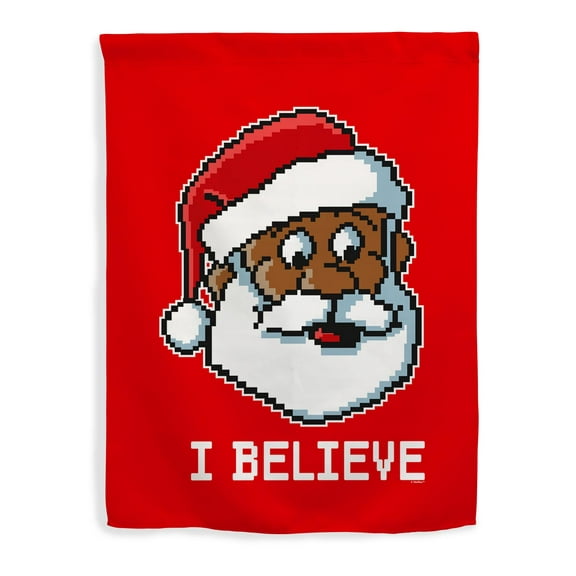 ThisWear Christmas Home Decor for Women Digital Pixel Art Black Santa I Believe Vertical House Flag Believe