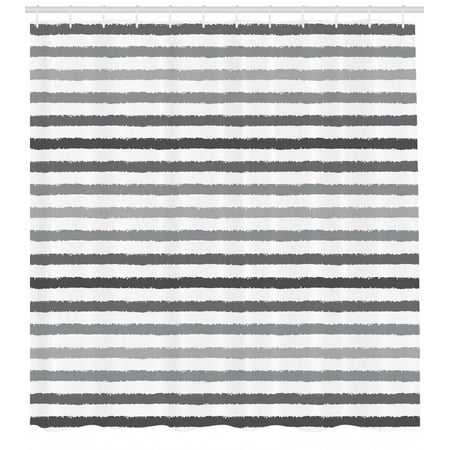 Striped Shower Curtain Gray And White Stripes Monochrome Tone