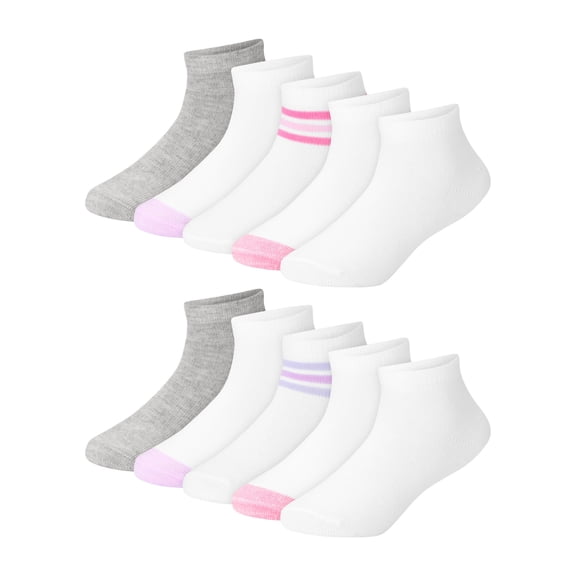 Hanes Girls Ankle Socks Value Pack, 10-Pack, Quarter Socks for Infant and Toddler Girls