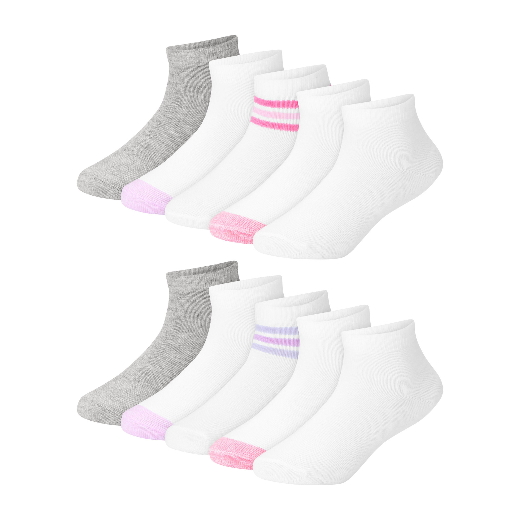 Hanes Girls Infant & Toddler Ankle Socks, 10-Pack
