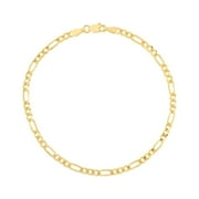 JEWELRY ADDICT 14K Yellow Gold Men & Women's 16" 3.20mm Concave Figaro Chain Bracelet