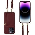 thumbnail image 3 of Nalacover RFID Blocking Wallet Case for iPhone 14 Pro Max, Shockproof PU Leather Magnetic Button Zipper Purse Card Slots & Kickstand Crossbody Phone Case with Shoulder & Wrist Strap,Winered, 3 of 12