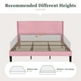 thumbnail image 5 of Amolife King Size Velvet Upholstered Bed with Wingback Headboard, Pink, 5 of 9