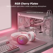 Cherry Blossom Stereo Gaming Headset for PS4/PS5/Xbox/PC/Mac/Switch, RGB Gradient Light Wired Gaming Headphones with Mic, Surround Sound Bass, Soft Memory Earmuffs for Kids & Girls/Women