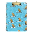 thumbnail image 2 of Plastic Clipboard Acrylic Hanging Clip Board with silver Low Profile Office School Supplies 12.5x9 Capybara Surfer on Water, 2 of 9