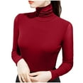 thumbnail image 3 of aidice Women Turtleneck Tops Mesh Long Sleeve Shirt Plain Blouse Slim Fitted Stretch Basic Layer Undershirt, 3 of 7