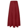 thumbnail image 4 of Abomasnow Boho Long Skirts for Women 2025 Summer Drawstring Elastic Waist Tiered Layer Maxi Skirts A Line Ruffle Hem Flowy Skorts, 4 of 5