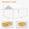 thumbnail image 7 of 10x20 Heavy Duty Carport, Galvanized Steel Outdoor Car Canopy with UV-Resistant & Water-Resistant PE Cover, Portable Garage for SUV, Truck, Boat, White, 7 of 7