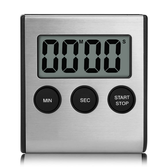 EEEkit Stainless Steel Digital Kitchen Timer with Strong Magnetic Back, Loud Alarm, Bold Digits, and Auto Memory