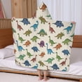 thumbnail image 5 of Beige Colorful Dinosaurs Pattern Hooded Bath Towel，60"x35" for Ages 3 To 12 Kids, Quick Dry Lightweight Soft Microfiber Hood Beach Towel Cover Up for Kids, 5 of 7