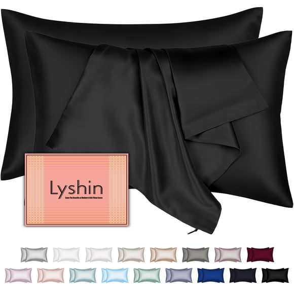 Fundas de almohada de seda LYSHIN Mulberry, paquete de 2, tamaño king, 50 x 90 cm