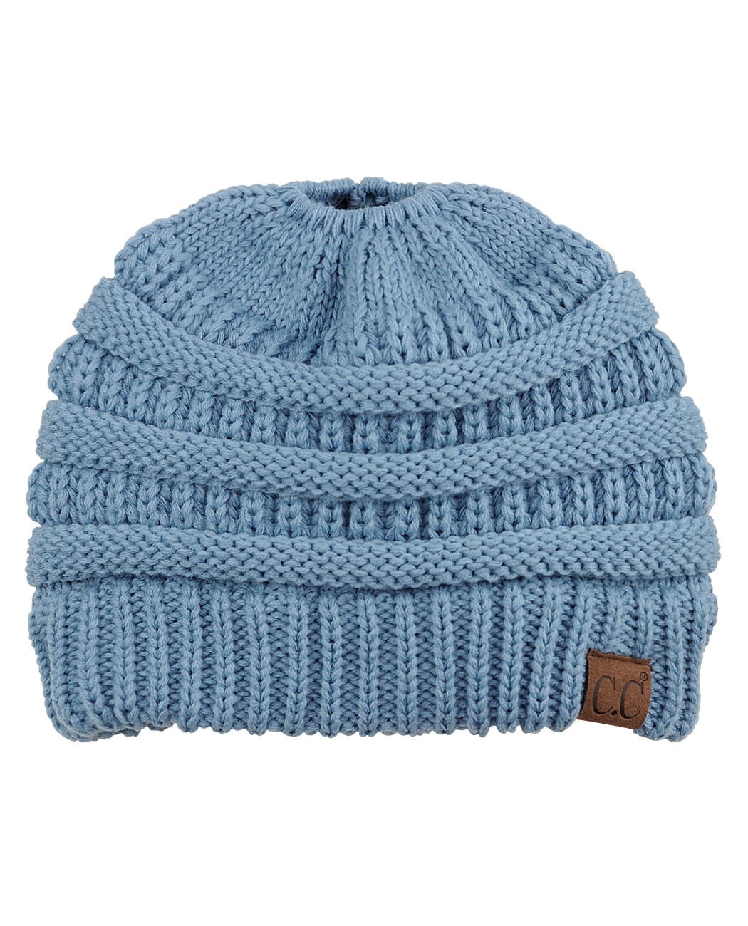 C.C BeanieTail Soft Stretch Cable Knit Messy High Bun