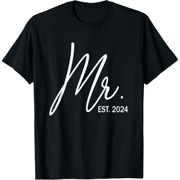 Mr. Est. 2024 Just Married Wedding Hubby Mr & Mrs Couple Men T-ShirtMen and women, Black T-shirt, size: Extra large