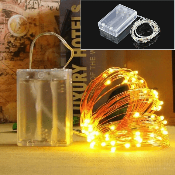 16.4FT Fairy Lights Battery Operated , Waterproof 50 LED String Lights Outdoor Indoor, Twinkle Lights for Bedroom Home DIY Wedding Birthday Christmas Parties Centerpiece (Warm White)