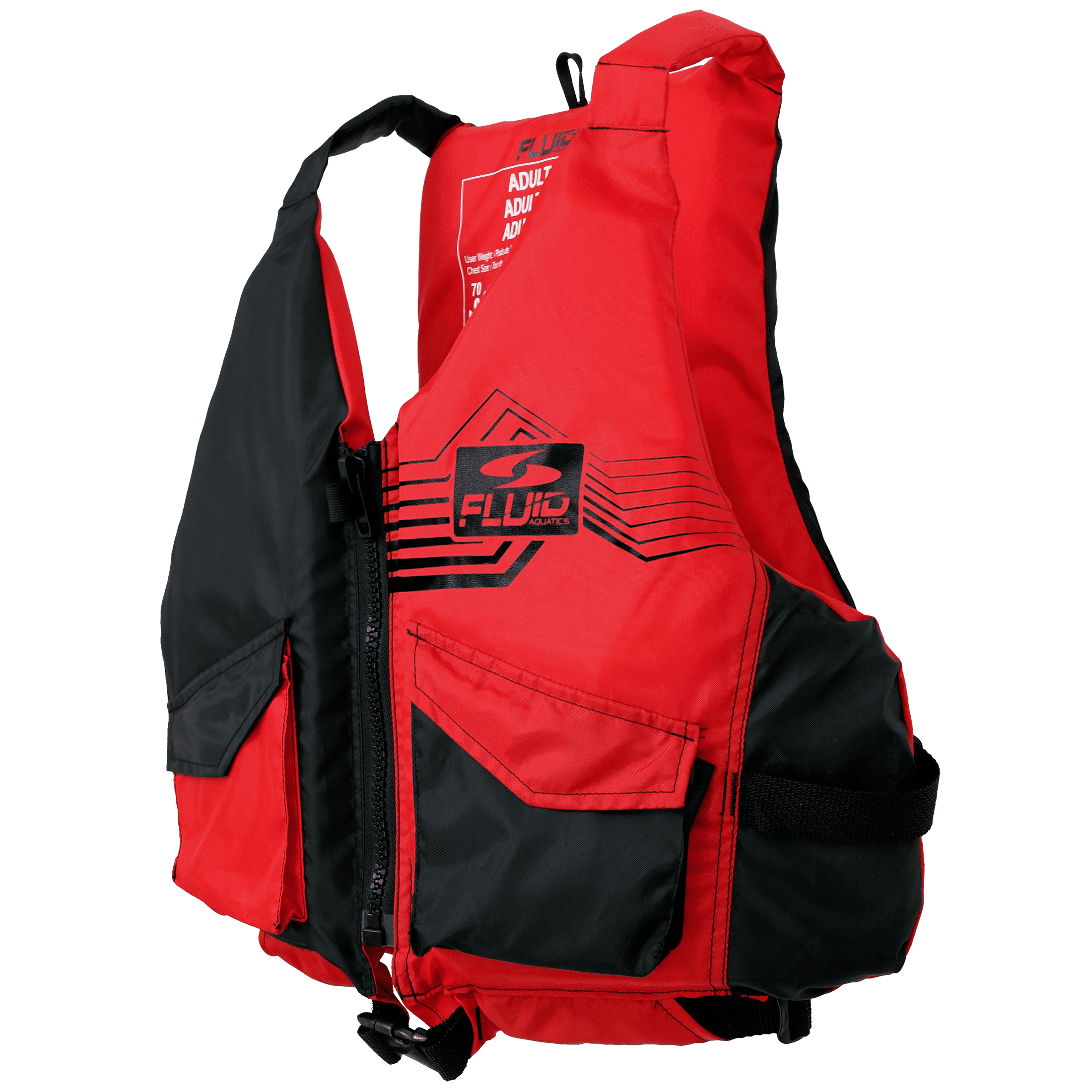 FLUID Adult Paddling Life Jacket and Vest, Unisex, Dual Size L/XL, Red