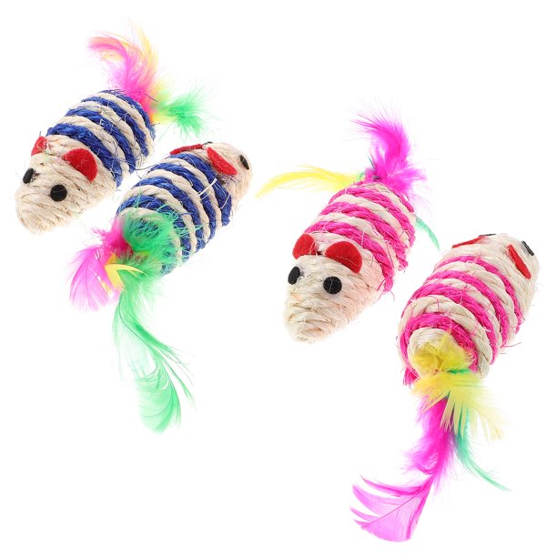 KAKOWELY 4 juguetes para gatos y ratones, bonitos juguetes para masticar, para gatos y gatitos.
