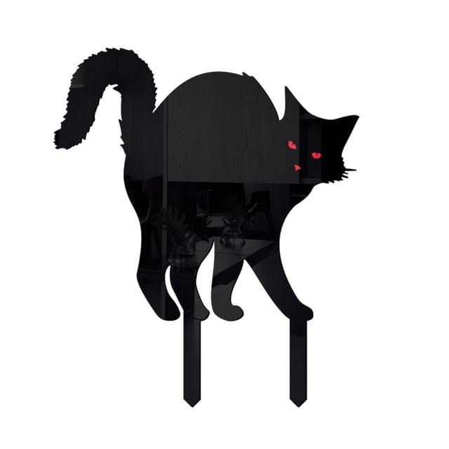 Bearachild Black Transform Yard In Haunted Haven With Cat Silhouette Yard Signs Silhouette Spooky Cat Kits de decoración para fiestas B
