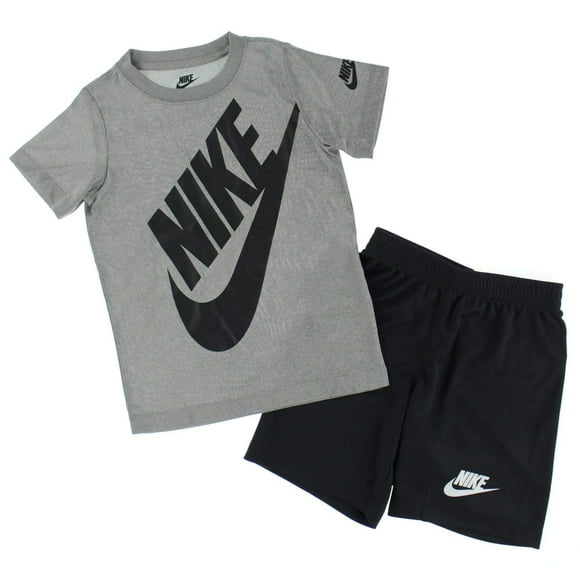 Nike Boy`s Dri-Fit T-Shirt & Shorts 2 Piece Set (Black(66F026-023)/White/Grey, 3T)