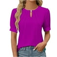 thumbnail image 2 of Pincandy Womens Dressy Casual Tops Keyhole Business Work Blouses Pleated Puff Sleeve Summer Shirts, 2 of 7