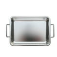 thumbnail image 1 of Panxico Tableware Kitchen Essentials Stainless Steel Snack Tray With Ears Barbecue Tray Restaurant Golden Square Plate Fried Chicken Dessert Plate Silver 1, 1 of 5