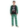 thumbnail image 4 of Acuteok Family Matching Christmas Pajamas, Elf Letter Print Long-Sleeved Tops + Plaid Pattern Trousers Glow at Night Sleepwear, 4 of 10