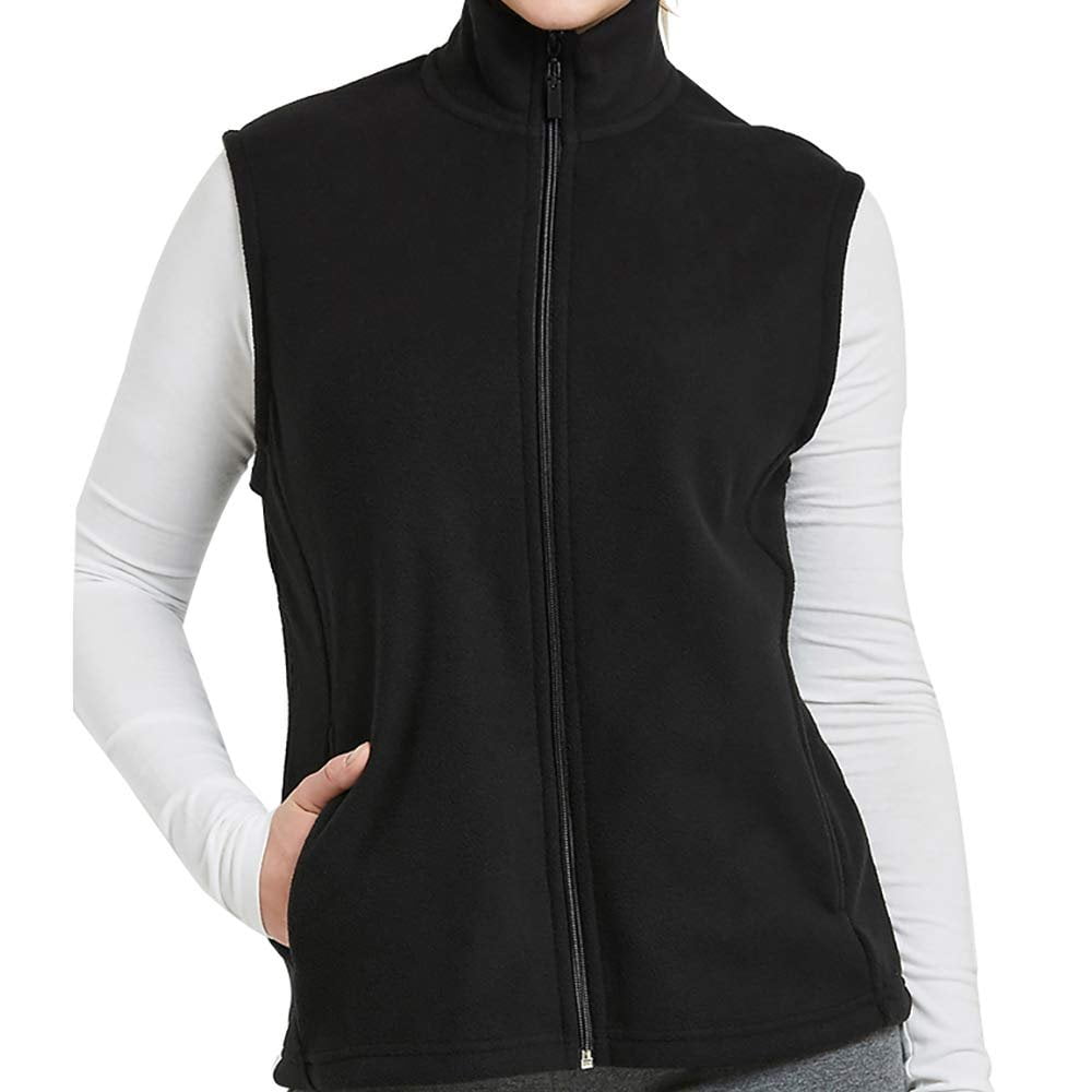 DailyWear Womens Full-Zip Plush Polar Fleece Vest (Black, 2Xlarge