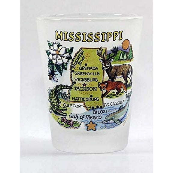 Mississippi Map Frosted Shot Glass