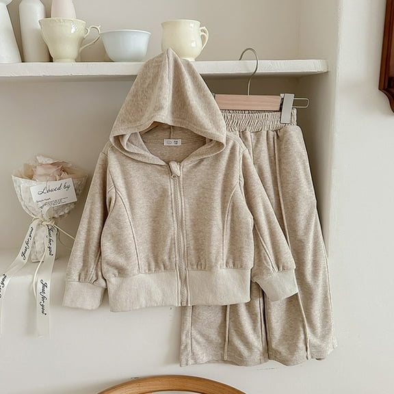 Hicidod Toddler Sweatsuit for Girl Boy Long Sleeve Zip Up Hoodie Top And Long Sweatpants Set Fashion Solid Color Baby Fall 2 Piece Outfits