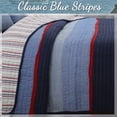 thumbnail image 3 of Cozy Line Navy Blue Red Striped Boy 100% Cotton 3 Piece Reversible Quilt Set, Queen, 3 of 7