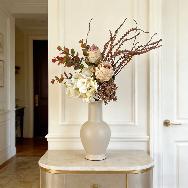 Ramo de seda artificial para decorar la mesa del comedor o la sala de estar – Adornos de flores artificiales para el hogar, bodas y fiestas – Centro de mesa