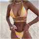 thumbnail image 2 of Traje de baño de bikini con cuello halter y estampado floral con almohadilla en el pecho para mujer sexy con tirantes divididos Fridja  nalpqowj58535, 2 of 7