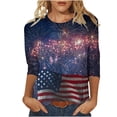 thumbnail image 2 of JTZGDY Womens Independence Day Tops Plus Size Dressy 3/4 Length Seleve American Flag Printed Crewneck Tunic Blouse Trendy Oversized Holiday Patriotic Shirts Multicolor#09 XXL, 2 of 6