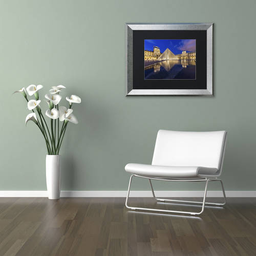 Trademark Fine Art "Golden Hour in the Louvre" Canvas Art by Mathieu Rivrin, Black Matte, Silver Frame