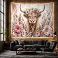 thumbnail image 6 of Highland Cow in a Pastel Rose Garden, Serene Watercolor for Animal Lovers, Floral Farmhouse Decor, Housewarming Gift, Tapestry Wall Hanging for Bedroom and Living Room, 6 of 7
