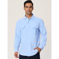 thumbnail image 2 of Lars Amadeus Camisa de lino para hombre, manga larga, informal, con botones, para playa, cargo Azul claro M Unique Bargains Camisa, 2 of 5