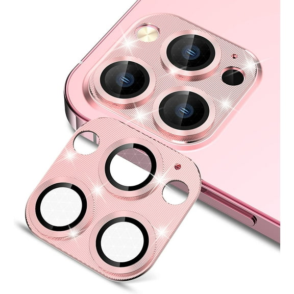 for iPhone 13 Pro Max 6.7"/iPhone 13 Pro 6.1" Metal Camera Lens Protector, Strong Adhesion with Star Filter 9H Tempered Glass Ultra HD Anti-Scrach Case Friendly Camera Lens Protector (Pink)
