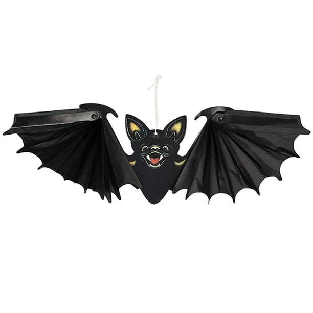 Adornos Colgantes De Murciélago De Papel De Halloween Con Accesorios De Decoración De Barra De Fiesta De Cordón Para Festival De Fantasmas De Halloween sonducket HA037434-00