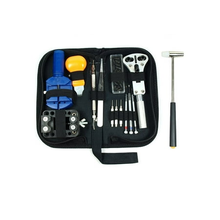 Watch Repair Tool Kit Opener Link Remover Spring Bar Hammer with Carry Case