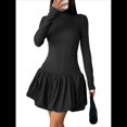 thumbnail image 1 of Vestido Mini de Larga con para Mujer, Ajustado, con Cuello Alto, Informal, para Cóctel o Fiesta Negro S, 1 of 9